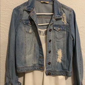 Distressed jean jacket